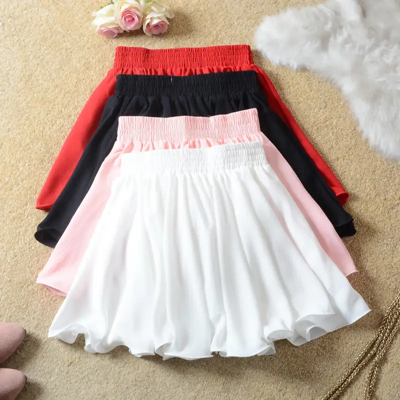 Chiffon Sexy Skirts Womens Clothing Casual Solid Spring Summer Pleated Skirt Jupe Femme Streetwear High Waist Mini Skirts Q4036