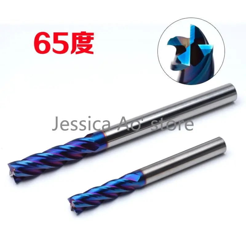 

NACO-blue 75mm 150mm HRC65 4 Blades Lengthening Flat End Mills Tungsten Steel Alloy End Mill Long CNC Mill Milling Machine Knife