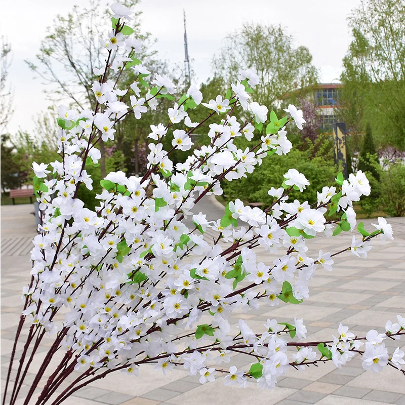 65CM / 125CM Silk Flower Artificial Cherry Spring Plum Peach Blossom Branch Home Dining Room DIY Wedding Decoration Flower