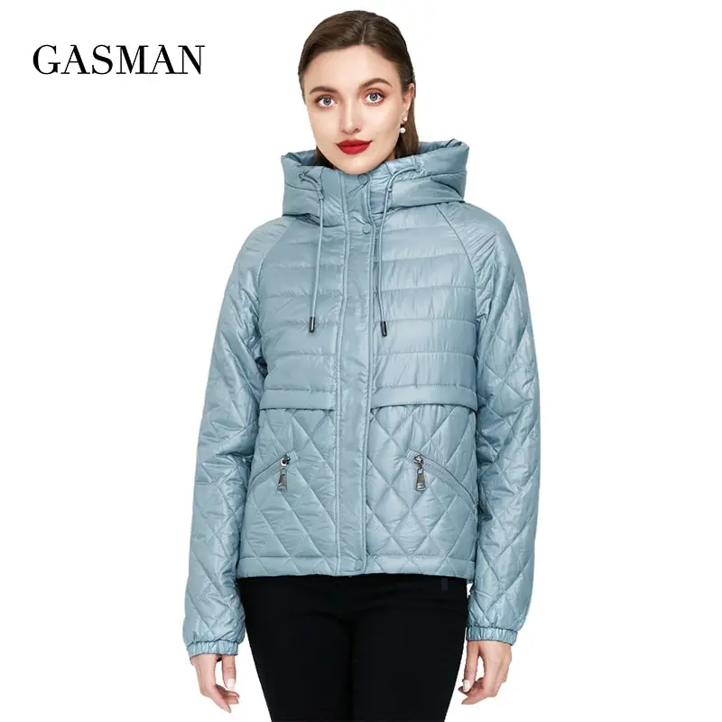 GASMAN 2022 New spring cotton solid short puffer Jacket for women zipper down parka Women autumn clothes hooded down jacket coat