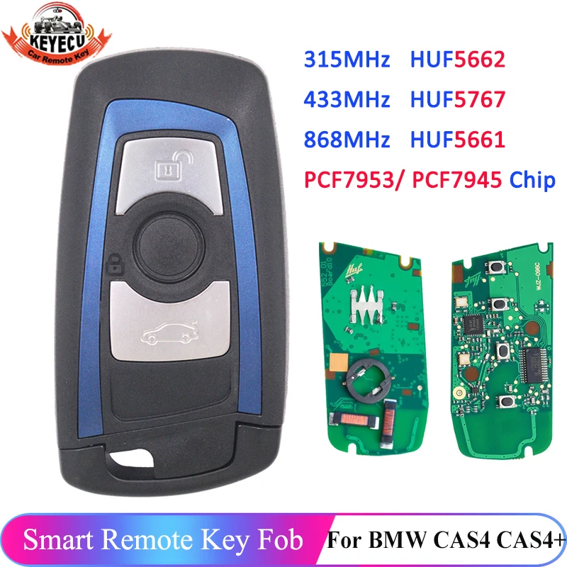 KEYECU 434MHz 868MHz 315MHz 3 przycisk zdalny kluczyk do BMW 5 7 F seria X5 X6 F20 F21 F30 F31 2009-2016 FEM / BDC CAS4 CAS4 +