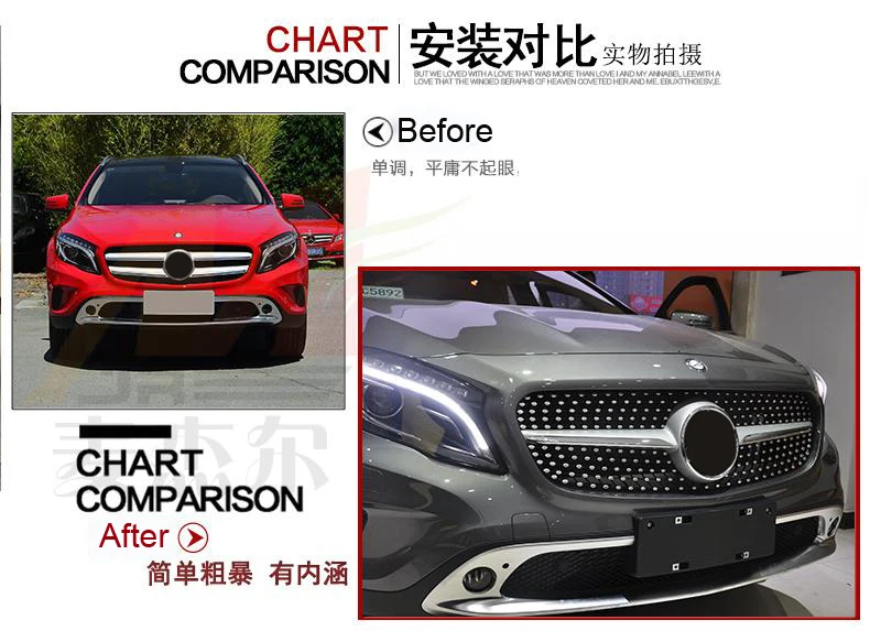 GOLFLIATH X156 SILVER/BLACK Diamond Front Grill Grille for Benz X156 GLA - CLASS GLA180 GLA200 GLA250 GLA45 2014-2016