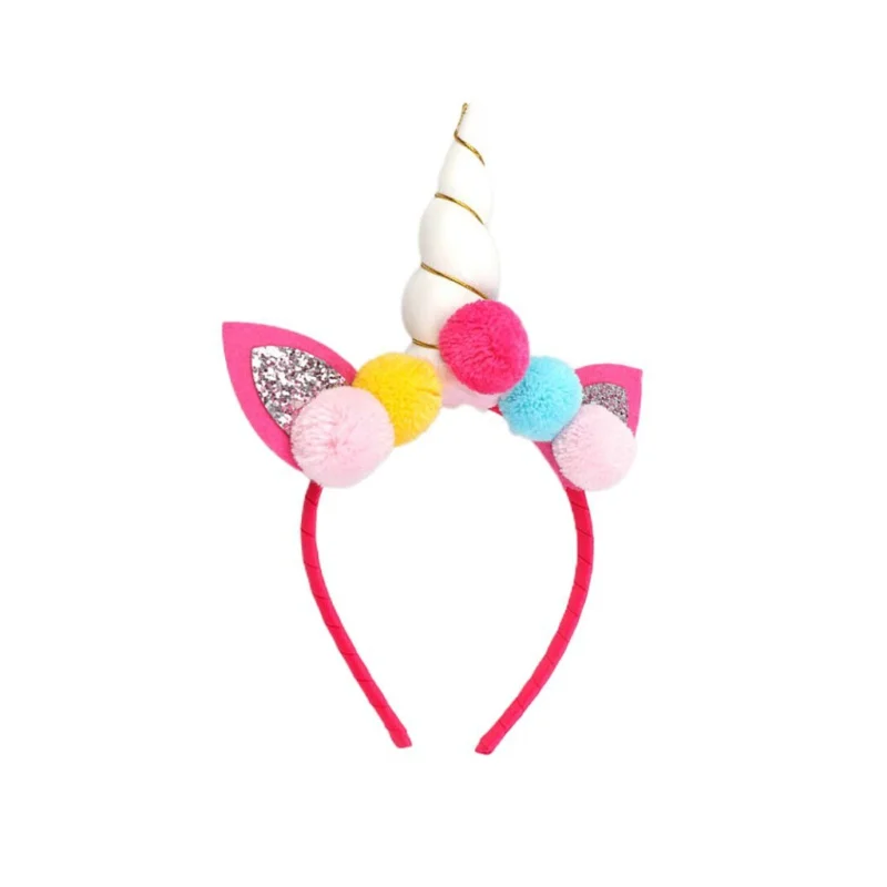 Flower Unicorn Headband Vintage Festival Fascinator Party Hair Accessories Cartoon Cat Ear Cloth Headress for Girls