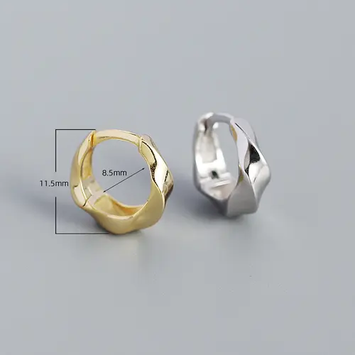 WANTME 925 Sterling Silver Minimalism Glossy Huggies Earrings for Women Bohemian Twisted Goth Hoop Earring Punk Piercing Jewelry - Image 2