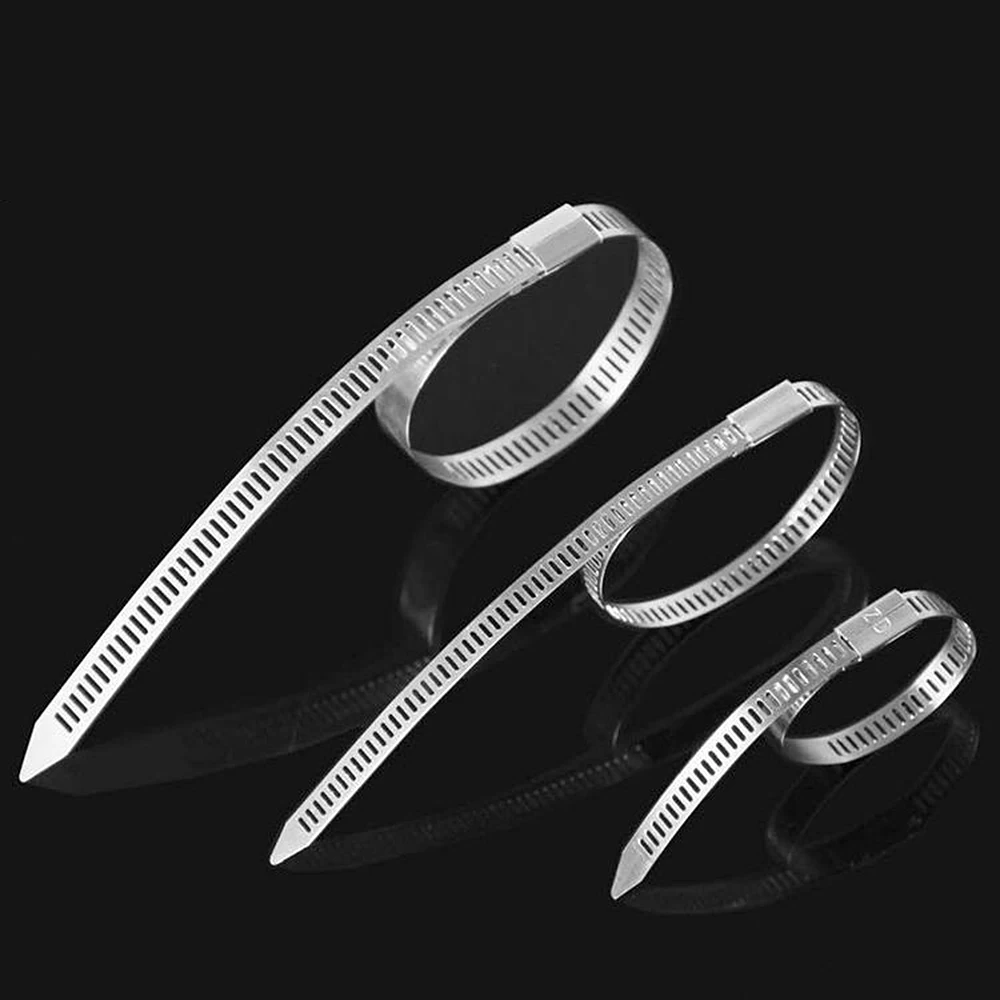 

100PCS STAINLESS STEEL METAL CABLE TIES TIE ZIP WRAP EXHAUST HEAT STRAPS INDUCTION PIPE