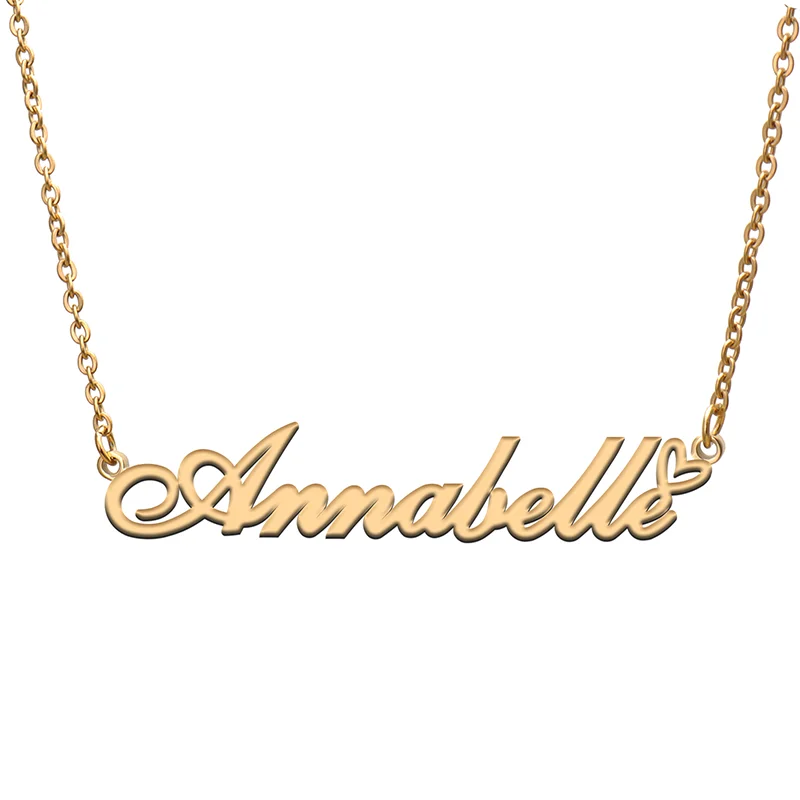 

Annabelle Name Tag Necklace Personalized Pendant Jewelry Gifts for Mom Daughter Girl Friend Birthday Christmas Party Present