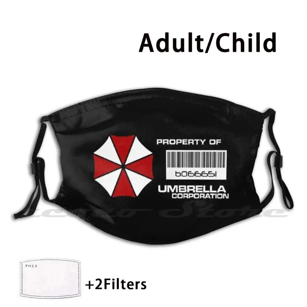 

Property Of Umbrella Corporation Mask Cloth Reusable Print Filter Washable Zombies Apocalypse Video Gaming Zombie