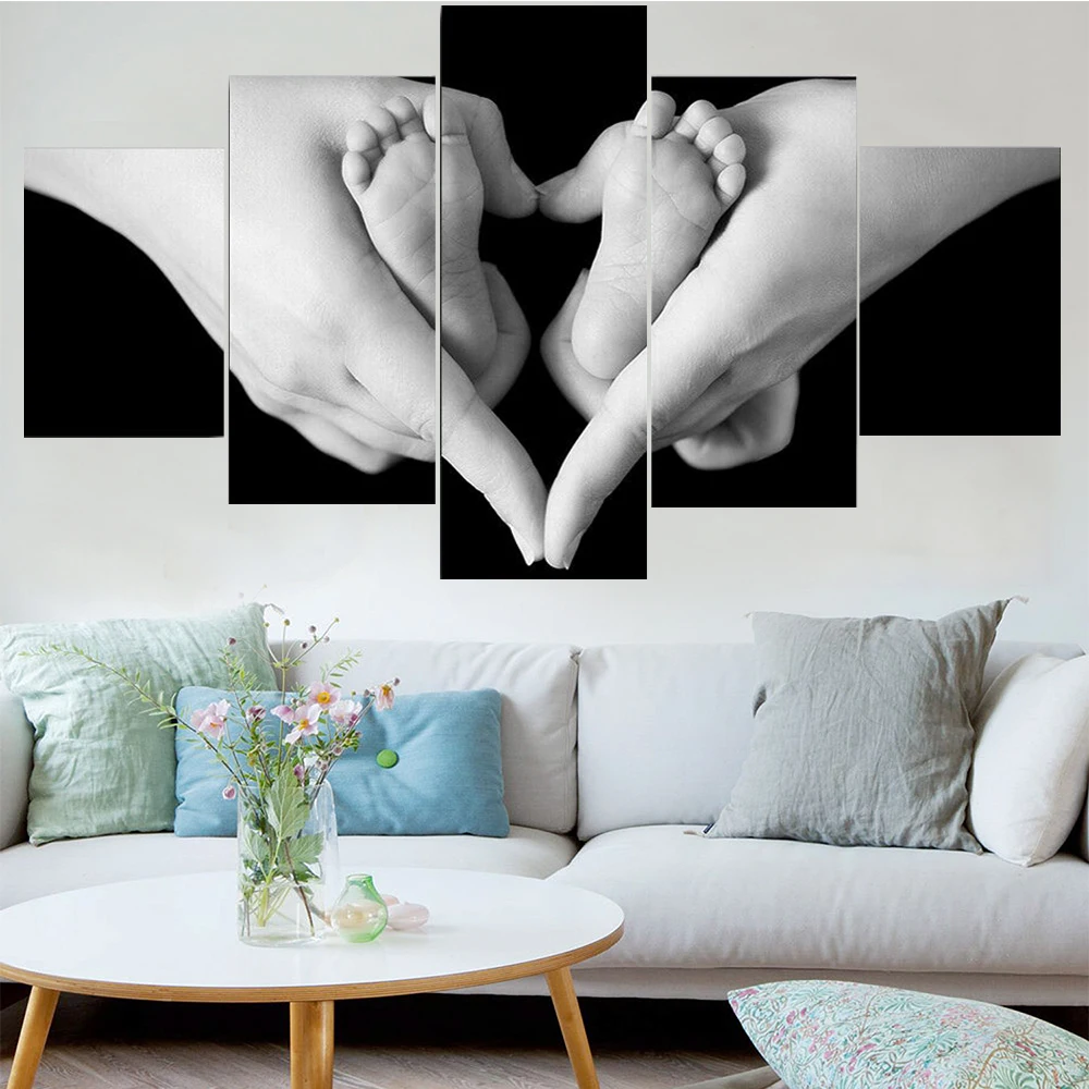 5 Pieces Wall Art Canvas Painting Baby Little Feet Modern Living Room Wall Painting Home Decoration Modular Pictures