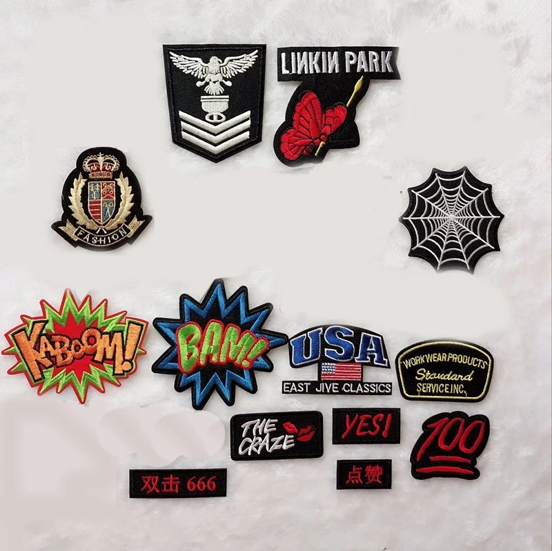 PGY 1 PCS Creative Series Punk Embroidery Patches College Badge Backpack Stickers Fabric Clothes Skeleton Spider web Appliques