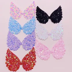 Sequin Bead Material for DIY, Angel Wings Padded Applique, Shoes, Bags, Clothes, Hair Clip, Bow Accessories, 8.5*7cm, 20 PCs/Lot