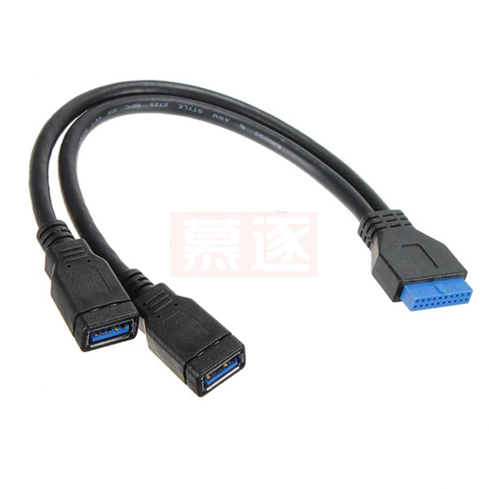 Placa base USB 3,0 macho a USB 3,0 hembra de 20 pines, 0,3 M, Cable para PC, carcasa de ordenador, 2 puertos USB3.0 a placa base, cabezal de 20 pines