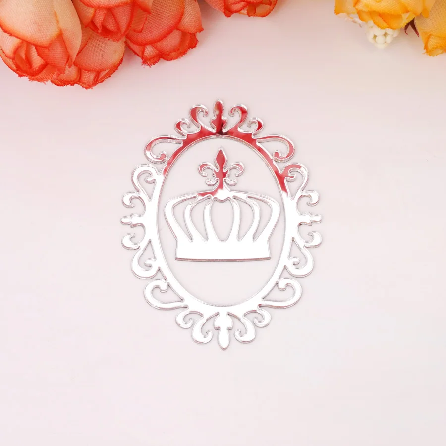 20pcs 6cm Wedding Mirror Hollow Out Oval Shape Frame with Crown Party Decor Guest Gift of Wedding Decoration