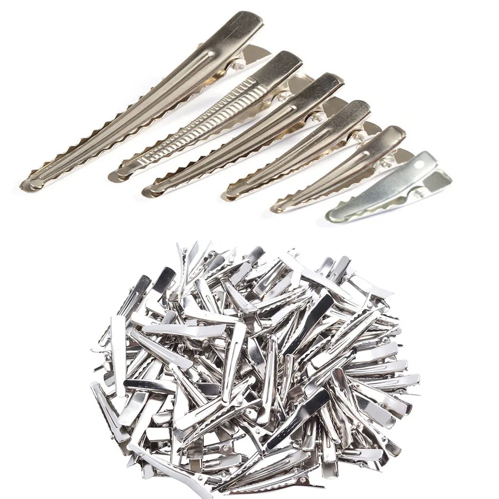 

10pcs 25/30/35/45/50/60mm Clips Single Prong Alligator Hairpin With Teeth Blank Setting Jewelry Making Base For DIY Hair Clips