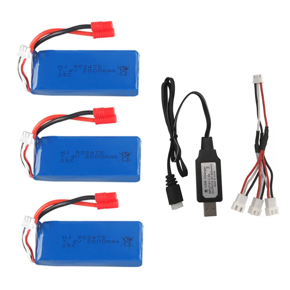 HOBBY HUB 7.4V 2000mAh 12428 แบตเตอรี่ Lipo สำหรับ SYMA X8C X8W X8G เครื่องบิน RC 2 S 7.4V liPo แบตเตอรี่ 903475