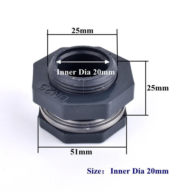 1Pc ID 20~63mm PVC Water Tank Connector Home Aquarium Fish Tank Bulkhead Pipe Joint  Water Inlet Outlet Connector Drainage Joint