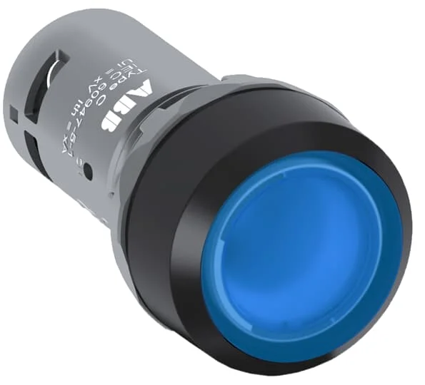 

10 pcs CP2-12L-10 10185593 Compact Pushbutton - Maintained - Flush - Blue - Illuminated - Black plastic - 1NO - 110-130V AC/DC