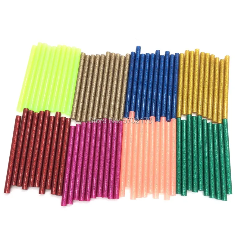 10 sztuk/zestaw kolorowy klej termotopliwy w sztyftach 7mm klej Assorted klej z brokatem kije profesjonalne dla Craft
