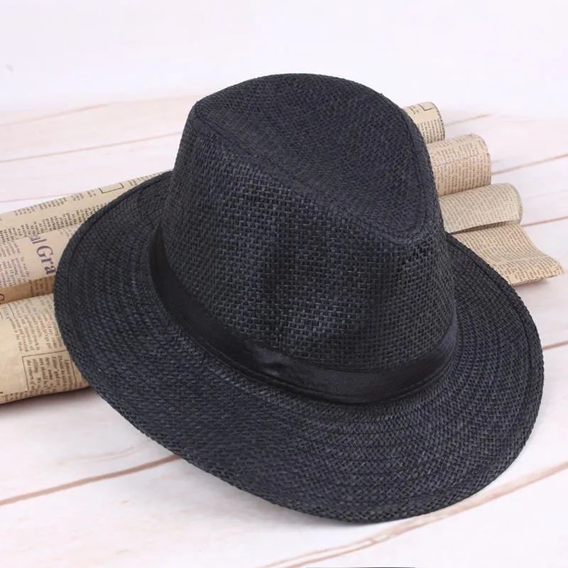 NEW Men Straw Panama Hat Handmade Cowboy Cap Summer Beach Travel Sunhat