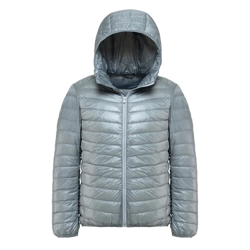 

Down Jacket Men's Hooded Short Korean-style Casual Middle-aged Thin White Duck down Plus-sized Solid Color Autumn And Winter New