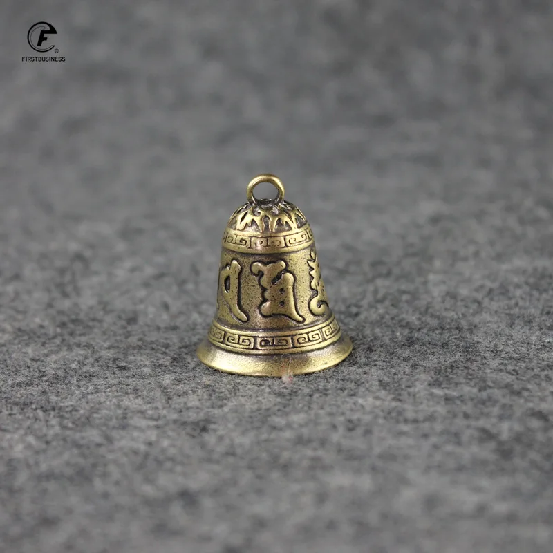 Vintage Brass Mantra Small Clock Key Ornaments Desk Feng Shui Decorations Retro Brass Keychain Pendants Home Decor for Living