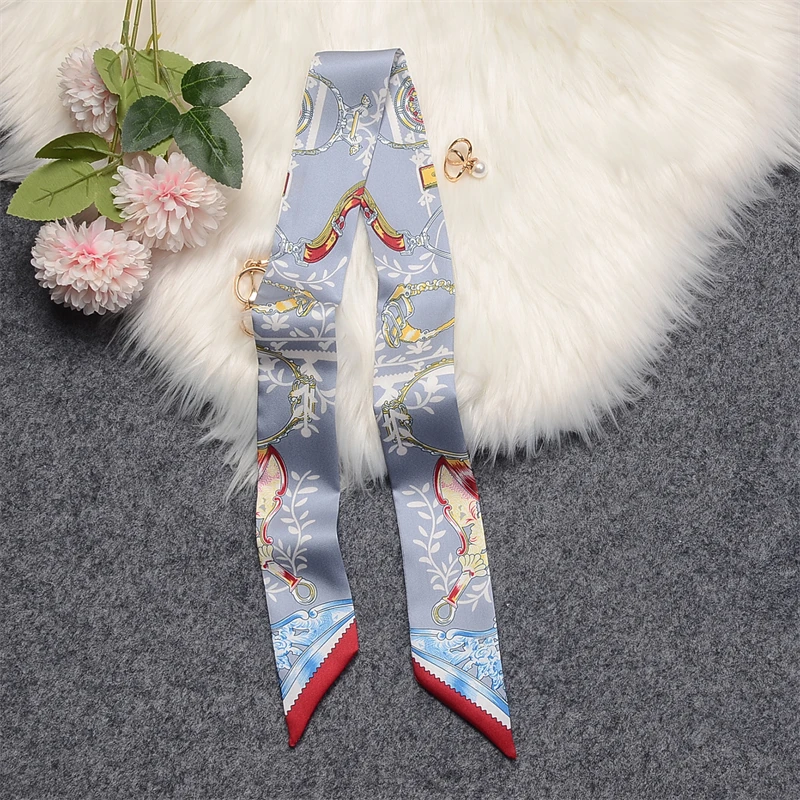 New Silk Scarf For Women Multi-function Tie Bag Handle Ribbon Headband Wristband Girl Headscarf Fashion Accessories