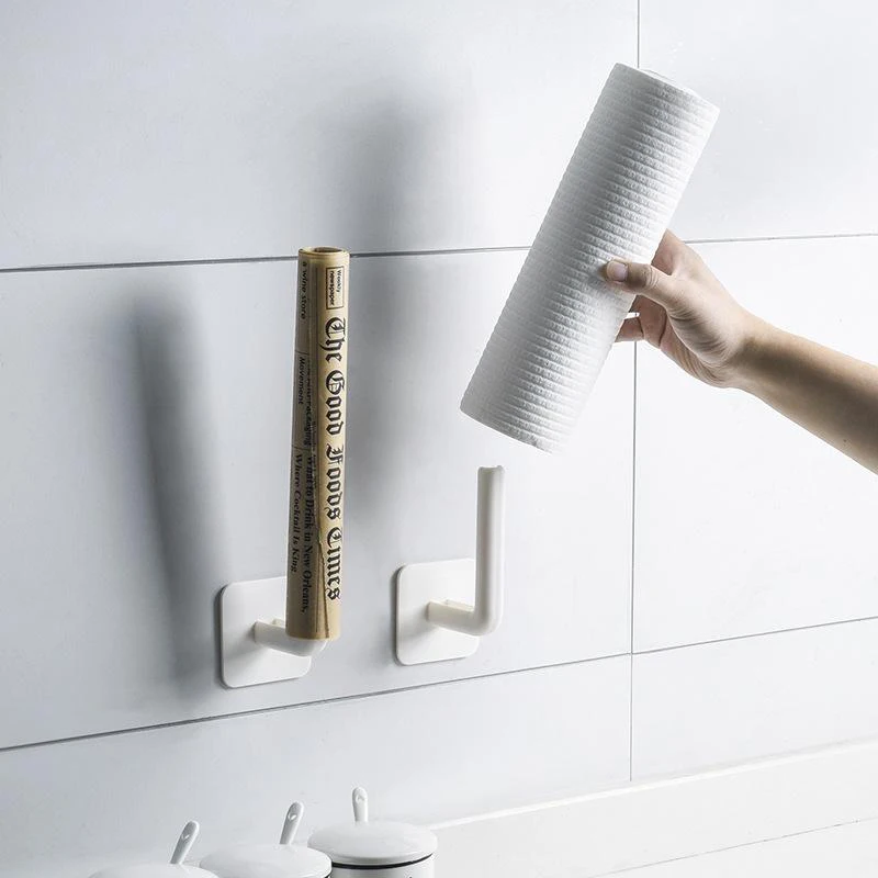 Kitchen Self-adhesive Accessories Under Cabinet Paper Roll Rack Towel Holder Tissue Hanger Storage Rack 1pcs
