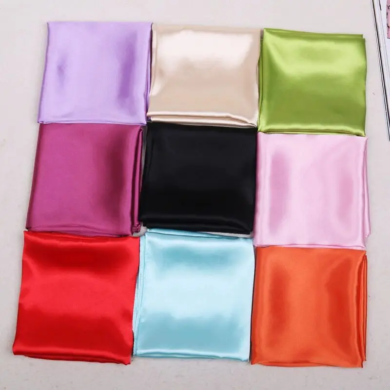 60cm Spring New Monochrome Solid Color Women\'s Occupatio Fashion Decoration Small Square Scarf Silk Scarf Head Scarf Small Scarf