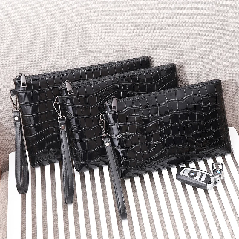 Sturdy Alligator Pattern PU Leather Man Clutch Wallet Long Design Fashion Man Clutches Purse Business Male Mobile Bag 3 Sizes