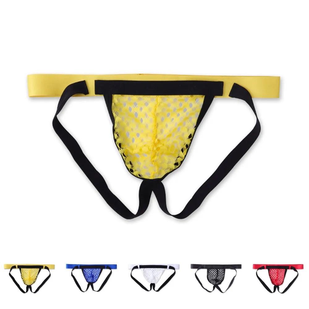 Mens Thong G-string Jockstrap Sexy Mesh Fishnet Hollow Out Underwear Cueca Open Butt String Homme Gay Panties Bikini Lingerie