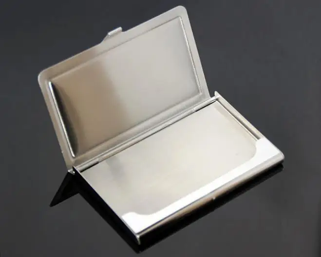 100PCS Blank DIY Stainless Steel Metal Business Name Credit ID Card Pocket Case Box Keeper Holder FREE SHIPPING SN2797