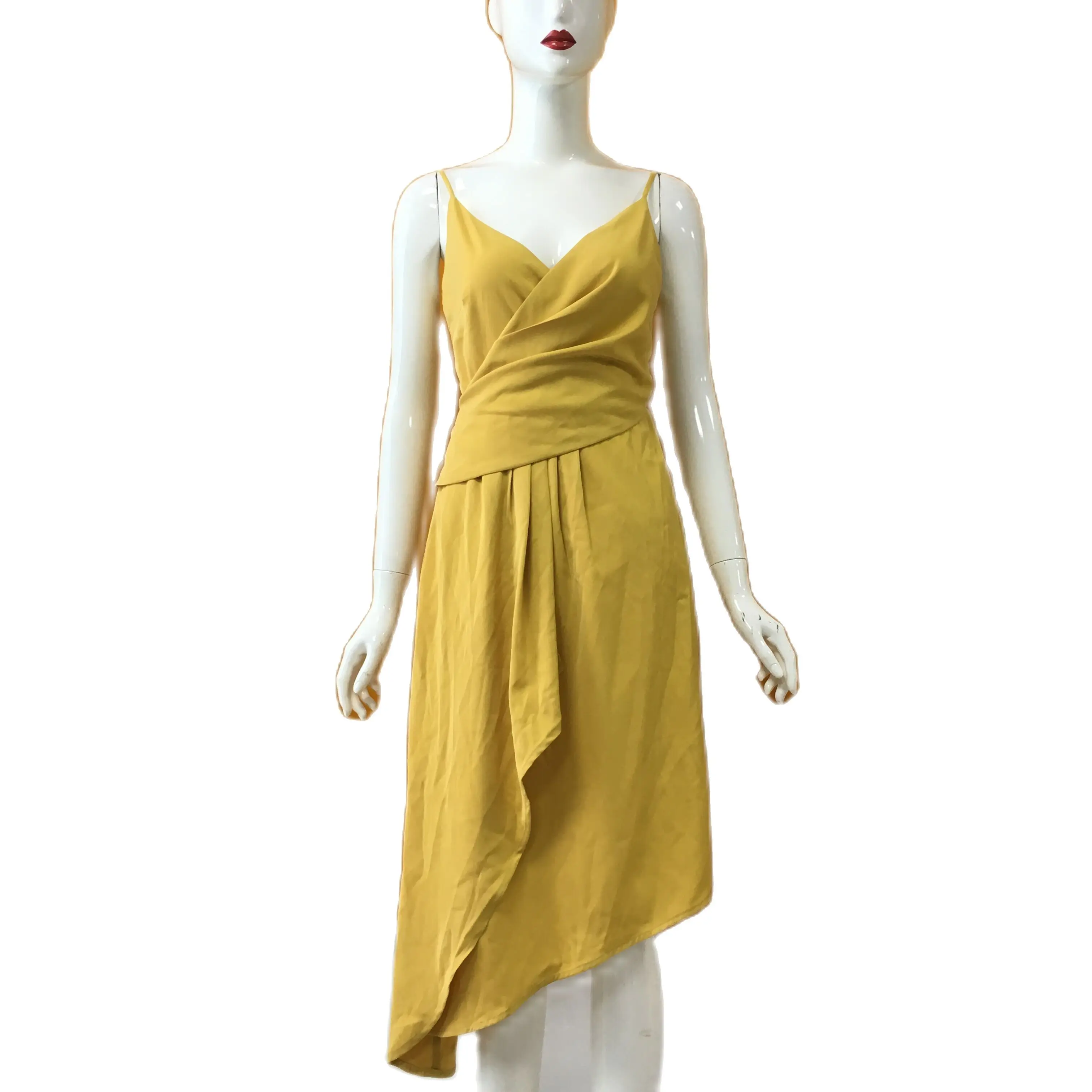 

New Arrival Bohemian Condole belt Summer V Neck Vestidos Yellow Sleeveless Party Lady Dress
