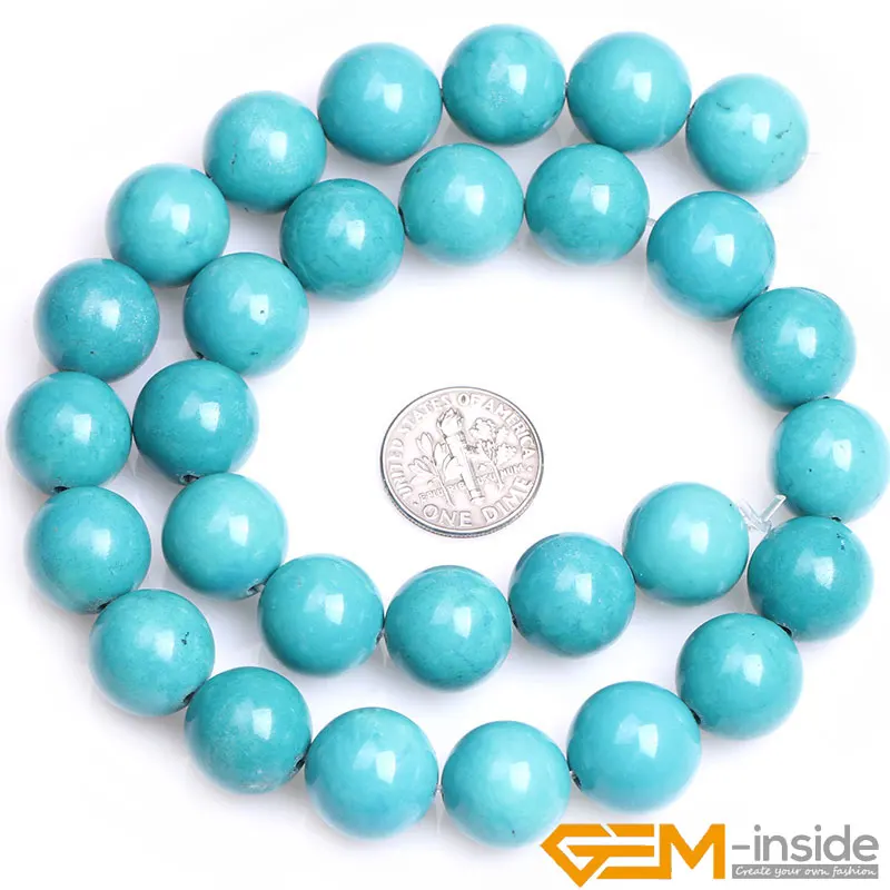 Blue Turquoises Treated Round Loose Spacer Accessorries Beads For Jewelry Making Strand 15 Inch DIY Jewelry Bead For Women Gifts