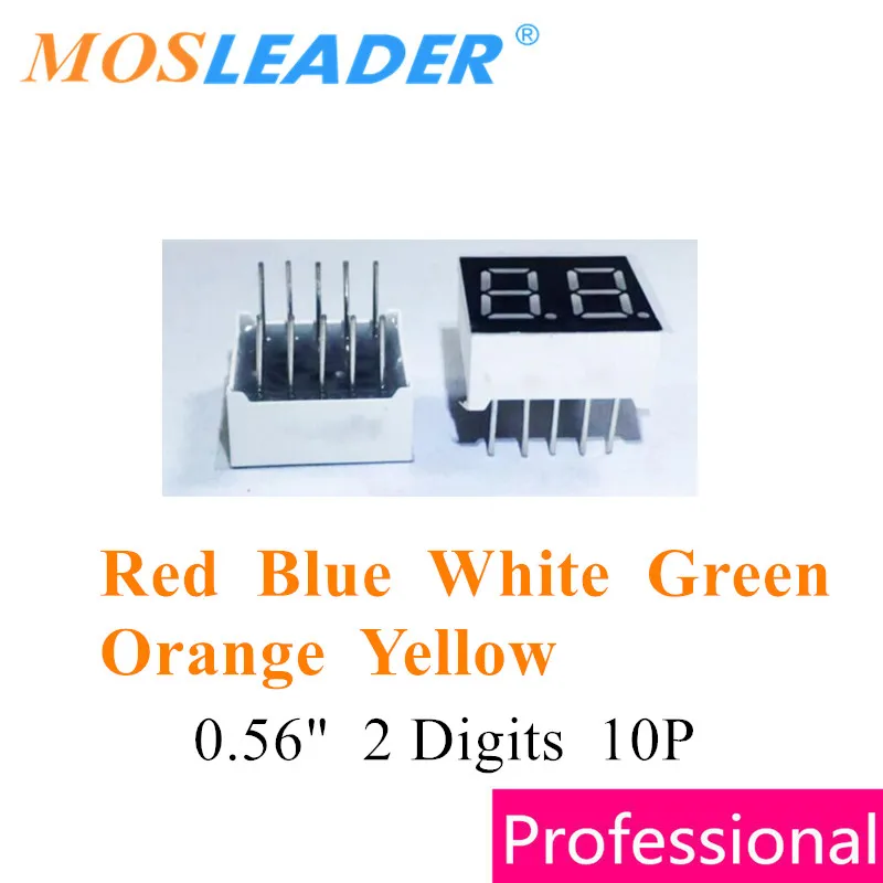 

Mosleader 100pcs 0.56" 0.56 inch 2 Digits 10P Red Blue White Green Orange Yellow LED Display 0.56 in. 2 Bit Digit Digital Tube