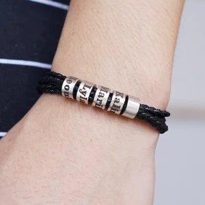 Tên gia đình cá nhân hóa vòng tay bện, vòng tay nam, quà tặng ngày của cha, VIP 10 Quà tặng tùy chỉnh bán hàng chính giá rẻ - №8