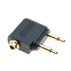 3.5mm to 2 x 3.5 mm Stereo Ear Audio Adapter Jack to Air Aircraft Airline Airplane for Headset Headphone