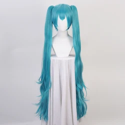 120cm Green Mixed Long Curly Synthetic Hair Cosplay Costume Wigs With Chip Removable Ponytails + Wig Cap