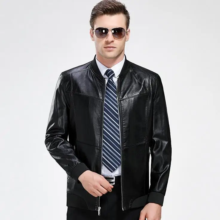 Male HOT Business new Casual plus size Genuine jacket Men Autumn Spring leather Clothing Men's Sheep skin Jackets Coats