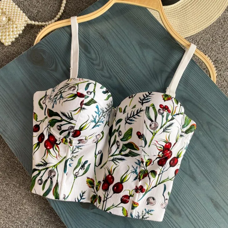 

Women New Fashion Wear Camisole Printed Sexy Sleeveless Ropa Para Mujer Short Bustier Corset Crop Tops q356