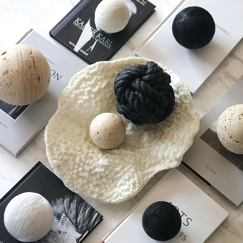 Modern Hemp Rope Ball Coral Storage Decor Fruit Tray Ornaments Nordic Designer Furnishings Table Soft Decoration Shooting Props