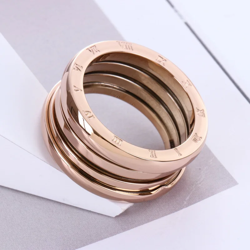 Classic Spring Numeral Ring for Men Women Rose Gold Color Stainless Steel Jewelry Gift (GR242)