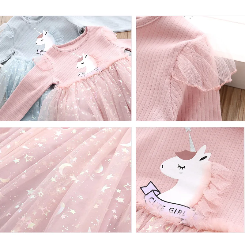 Unicorn Princess Dress For New Year 2022 Spring Toddler Kids Dresses For Girls Clothes Children Casual Birthday Party Costume 6Y