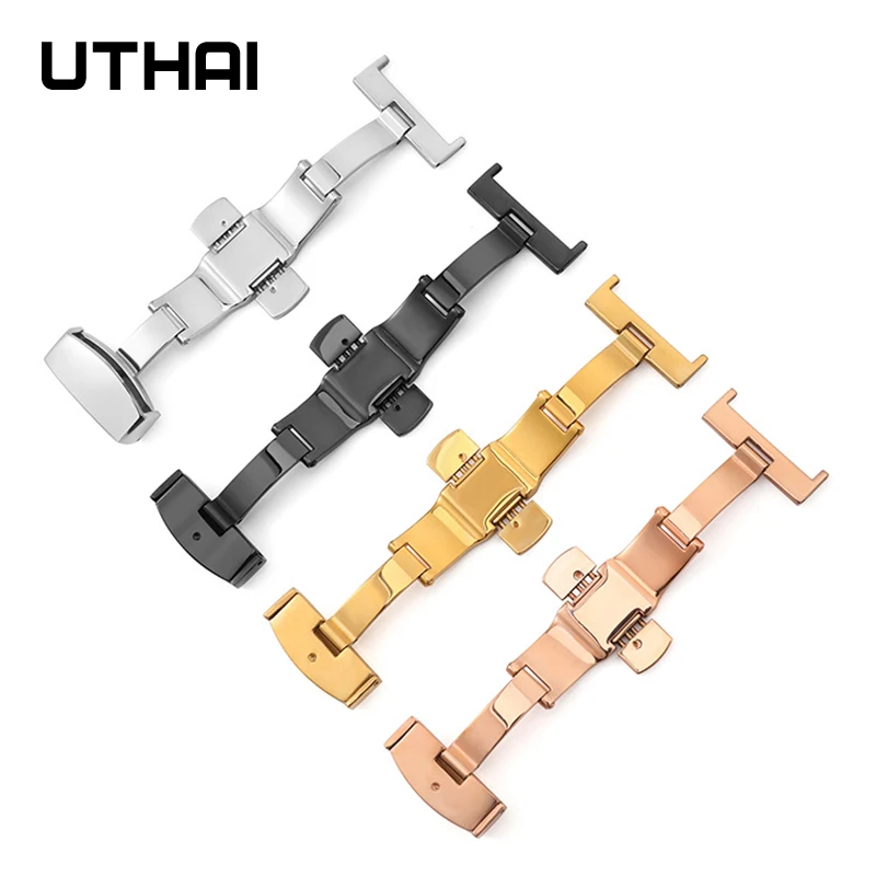 UTHAI P51 Watch clasp Push Button Hidden Clap Four needles High quality 316L steel Strap buckle Butterfly buckle