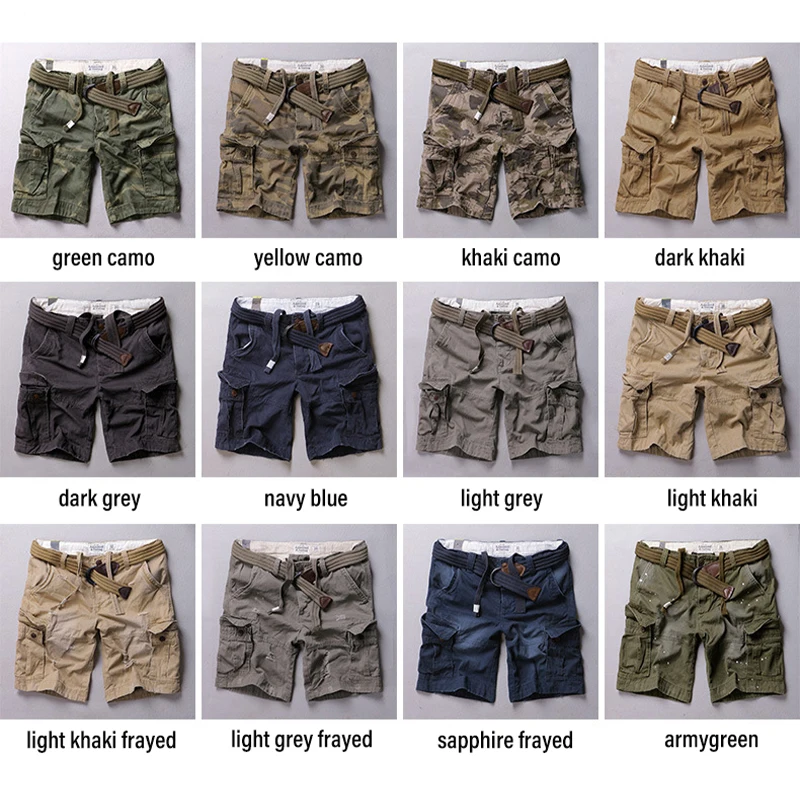 Summer Mid-Rise Large Size Shorts Men Shorts Cotton Multi-Pocket Camouflage Button Button Cardigan Cargo Shorts