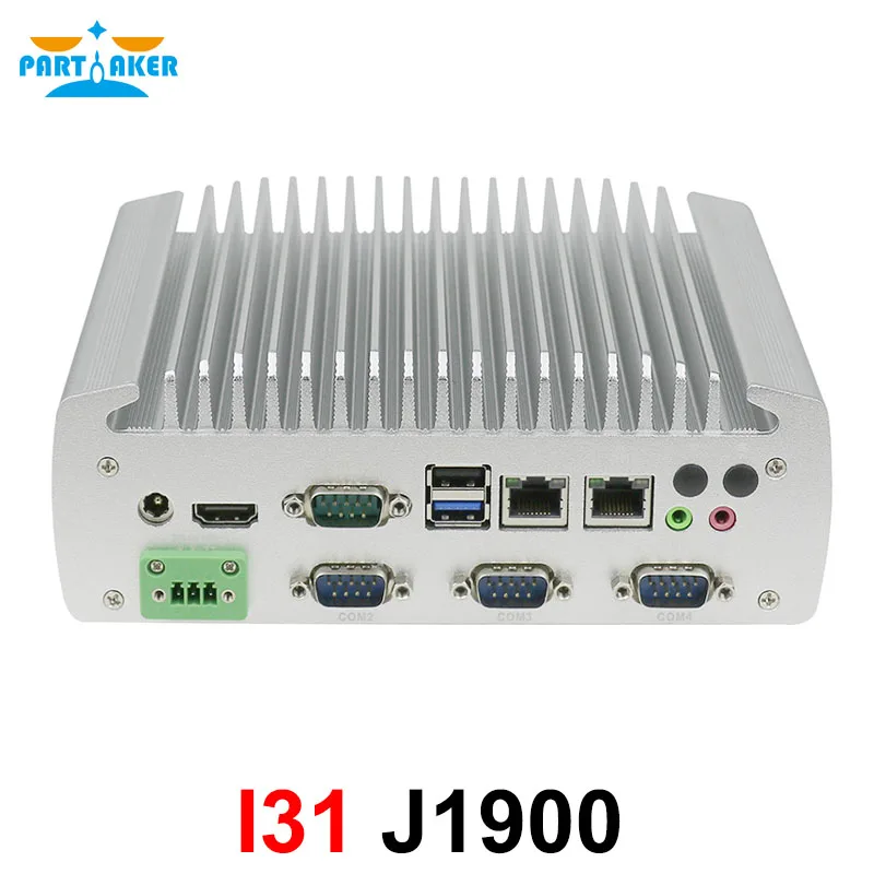 Partaker Fanless Industriële Mini PC Intel Celeron J1900 Quad Core Dual Lan Linux Micro Computer Ondersteuning RS232 RS485 COM HD-MI