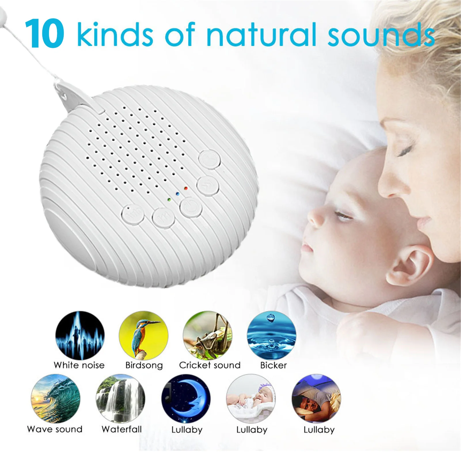 White Noise Machine Sleep Sound Machine For Sleeping Relaxation For BabyAdult Office Travel Built In USB Timer Dropshipping