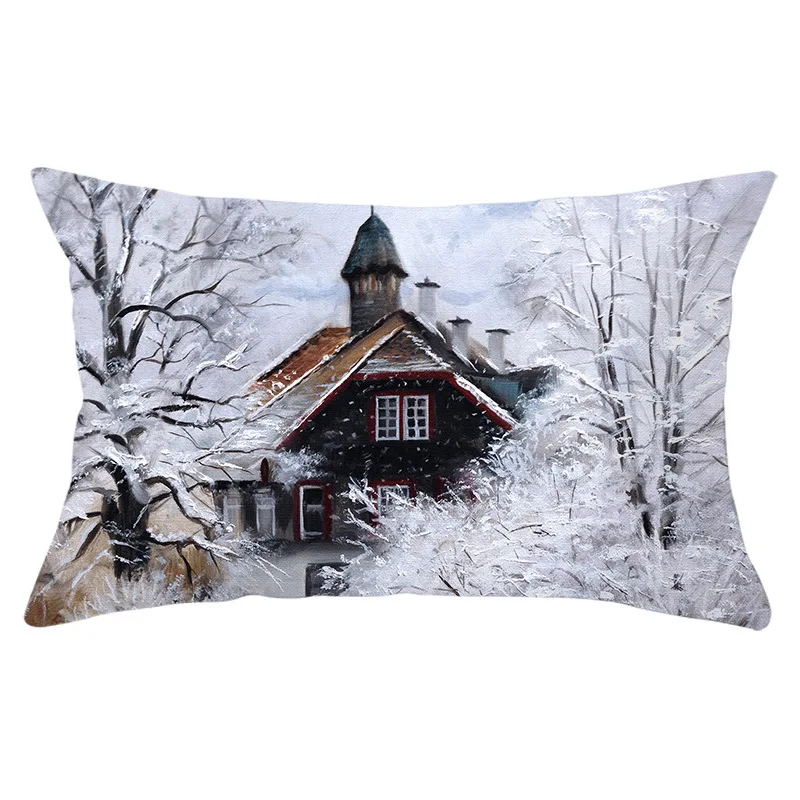 Christmas snow cottage Cushion Cover 30X50 Pillowcase Santa Tree wreath Decorative Pillows Sofa Cushions Home Decor Pillow Cases