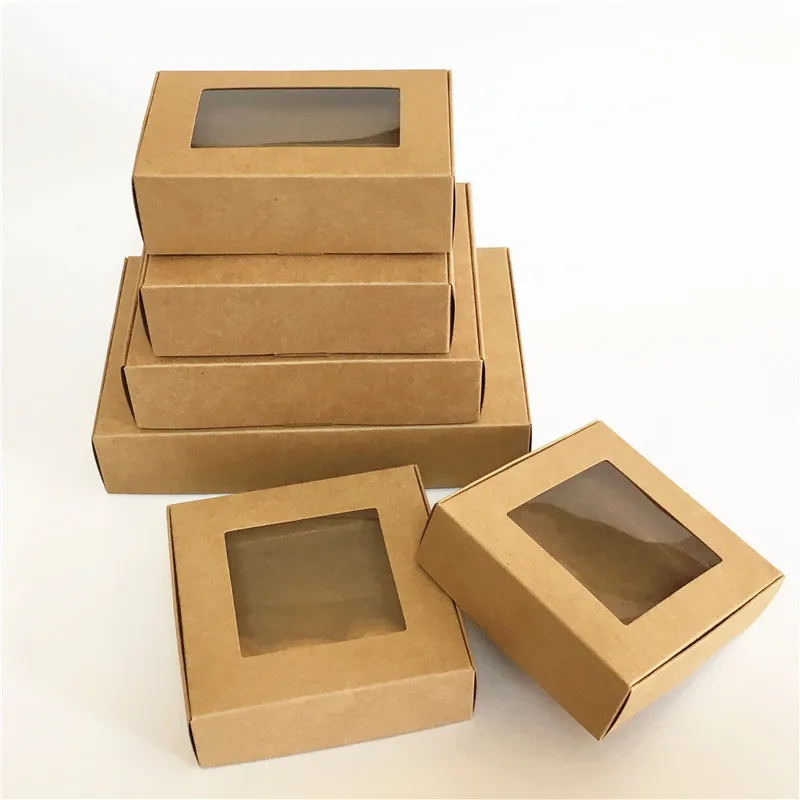 Lot De 50 Boîtes D'Allumettes En Papier Kraft Avec Fenêtre 6,5x6,5x3cm - Idéal Cupcakes