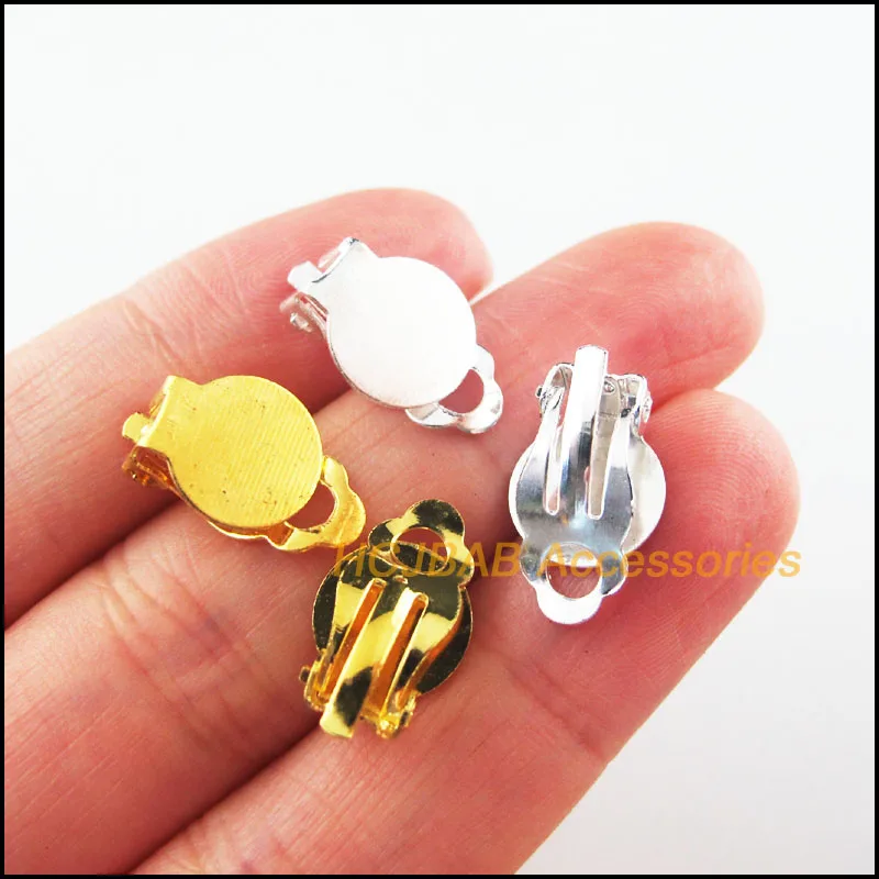 

New 40 Ear Clips DIY Jewelry Making Components 10x18mm Earrings Setting Base Fit 10mm Glass Cabochons