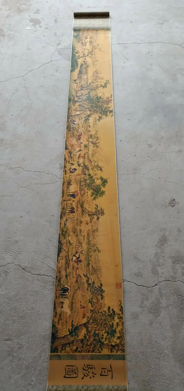 China Old Picture Paper Lang shining's hundred horses Picture Long Scroll