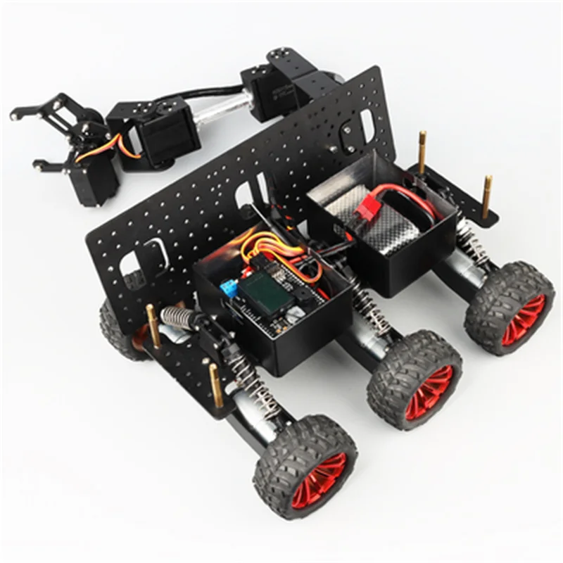 6wd Search And Rescue Platform Robotic Arm Arduino Intelligent Car Damping Car Chassis Off-road Climbing Wifi